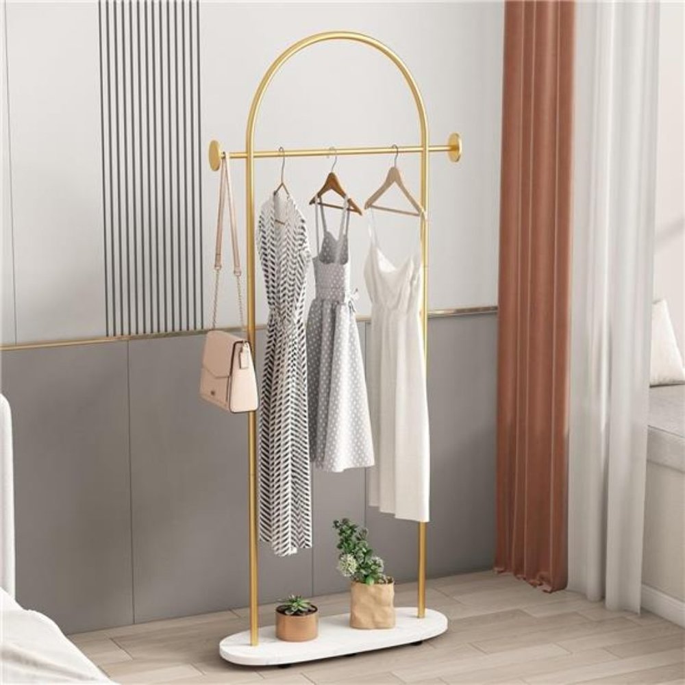 Gold Clothing Racks Heavy Duty, Gold Coat Racks Standing With Marble Base